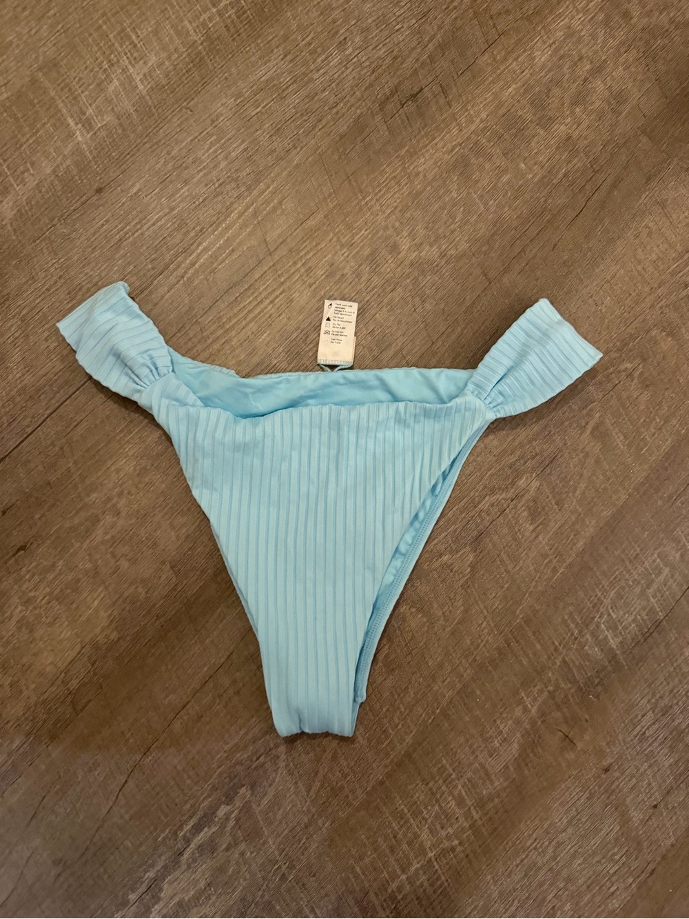 L-Space Women’s Ribbed Light Blue High Cut Bikini Bottom